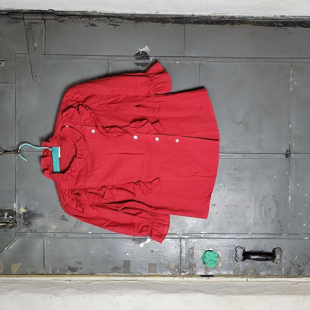 Vintage Bolts Red Ruffle Top - Picture 10 of 11